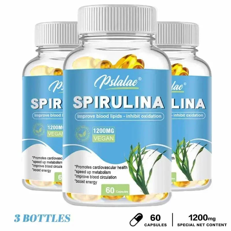 Capsules de spiruline biologique – Aide à la désintoxication, soutient la santé du système immunitaire, antioxydant, augmente l'énergie