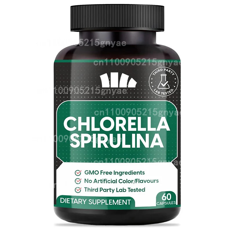 Capsules de poudre de protéines de spiruline biologique - Vitamines et minéraux, fournit l'énergie - Végétarien, sans gluten