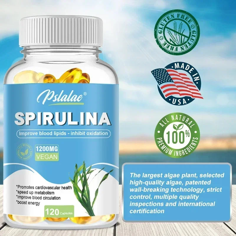 Capsules de spiruline biologique – Aide à la désintoxication, soutient la santé du système immunitaire, antioxydant, augmente l'énergie