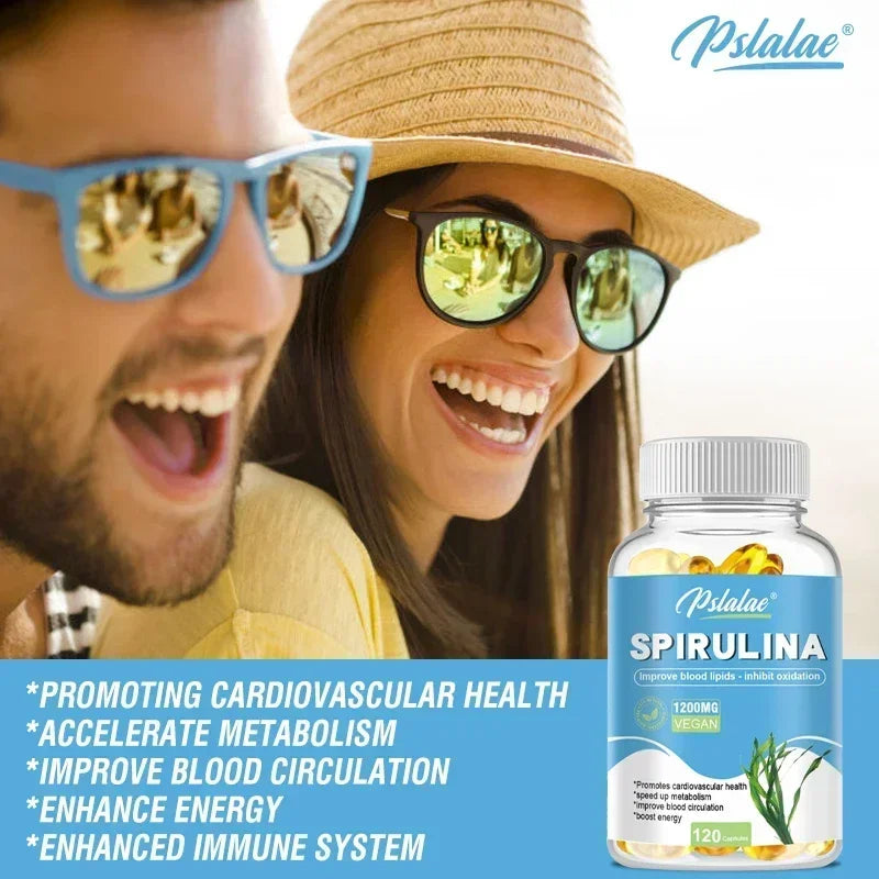 Capsules de spiruline biologique – Aide à la désintoxication, soutient la santé du système immunitaire, antioxydant, augmente l'énergie