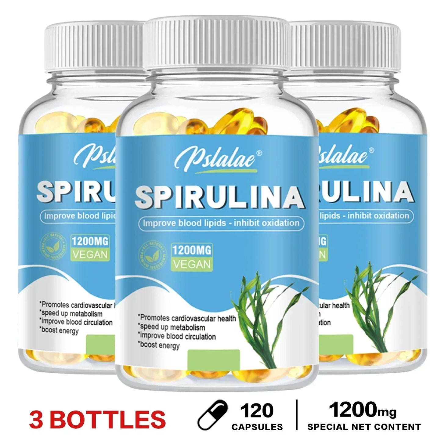 Capsules de spiruline biologique – Aide à la désintoxication, soutient la santé du système immunitaire, antioxydant, augmente l'énergie