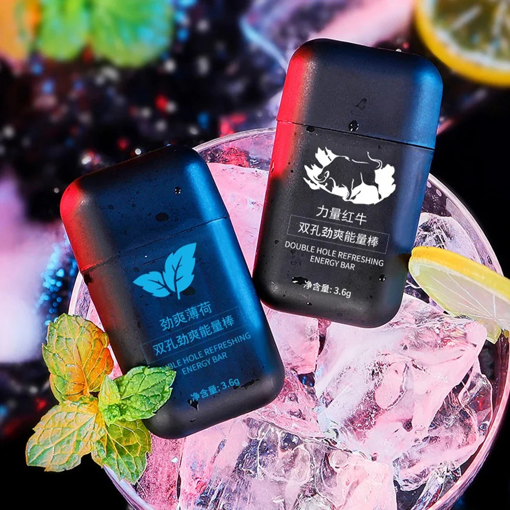 Barre d'énergie énergisante à Double trou, inhalateur Nasal d'aromathérapie, bâton d'aromathérapie, parfum stimulant